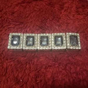 Black and grey diamond stretchy bracelet